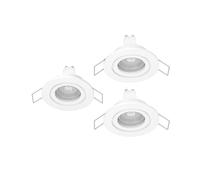 Eglo jeu de 3 spots LED encastrés Barranco, lampes de plafond à encastrer pour salle de bains, luminaires encastrables ronds, plastique blanc, blanc neutre, ampoule GU10 incluse, IP44