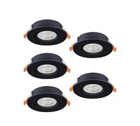 Eglo jeu de 5 spots LED encastrés Barranco, lampes à encastrer avec dip switch, luminaires encastrables ronds, éclairage de plafond en plastique noir, blanc chaud - froid, ampoules GU10