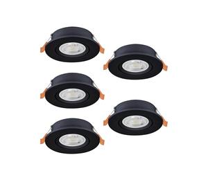 Eglo jeu de 5 spots LED encastrés Barranco, lampes à encastrer avec dip switch, luminaires encastrables ronds, éclairage de plafond en plastique noir, blanc chaud - froid, ampoules GU10