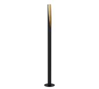 Eglo lampadaire BARBOTTO, 1 lampadaire à flamme, lampe à tige en acier, couleur : noir, or, douille : GU10, interrupteur à pied inclus