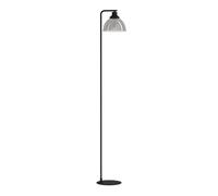Eglo Lampadaire Beleser, lampe à poser élégante en métal noir et verre fumé noir transparent, luminaire salon avec interrupteur à pied, douille E27