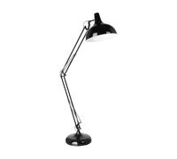 Eglo Lampadaire Borgillio, lampe sur pied vintage 1 flamme au design industriel, lampe en acier, couleur : noir, douille : E27, avec interrupteur au pied