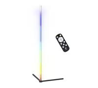 Eglo Lampadaire d‘angle LED RGBIC, luminaire intérieur à pied avec effets lumière, déco bureau gaming et fête, lampe de salon multicolore avec télécommande, blanc chaud et RGB, métal noir