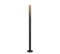 Eglo Lampadaire de sol Barbotto, luminaire élégant sur pied, lampe de salon à pied en acier noir et bois naturel, blanc chaud, 137 cm