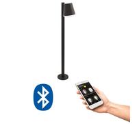Eglo Lampadaire extérieur LED Caldiero-C, lampe sur pied connectée, éclairage d'extérieur pour jardin et terrasse, acier galvanisé anthracite, plastique blanc, douille E27, IP44
