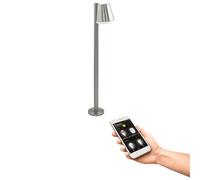 Eglo Lampadaire extérieur LED Caldiero-C, lampe sur pied connectée, éclairage d'extérieur pour jardin et terrasse, acier inoxydable, plastique en blanc, douille E27, IP44