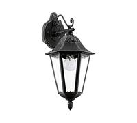 EGLO Lampadaire extérieur Navedo, lampe de chemin, luminaire d'extérieur sur pied, éclairage pour allée et jardin, fonte d'aluminium noir avec patine argentée et verre, E27, IP44, 220 cm