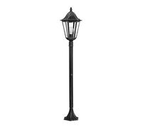EGLO Lampadaire extérieur Navedo, lampe de chemin vintage, éclairage d'extérieur pour allée et jardin, fonte d'aluminium noir avec patine argentée et verre, E27, IP44, 120 cm