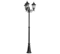 Eglo Lampadaire extérieur Navedo, lampe de chemin vintage, éclairage d'extérieur pour allée et jardin, fonte d'aluminium noir avec patine argentée et verre, E27, IP44, 220 cm