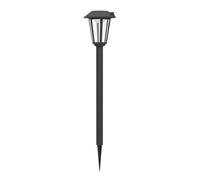 Eglo Lampadaire extérieur solaire Prietta, 800 lumens, lampe de jardin vintage avec piquet et détecteur de mouvement, lanterne noire, lumière chaude, IP44