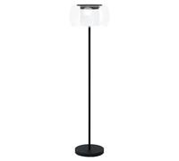 Eglo Lampadaire LED Briaglia-c, lampe à poser dimmable, luminaire salon connecté en métal noir avec boule en verre et cylindre opaque, blanc chaud - froid, RVB