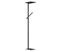 Eglo Lampadaire LED Carboneras à 2 lampes, lampe à poser dimmable au toucher, luminaire salon sur pied en métal noir avec liseuse, blanc chaud