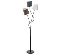 Lampadaire Maronda Avec Trois Abat-Jour En Tissu noir, brun, blanc