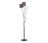 Eglo Lampadaire MARONDA 3 flammes acier/tissu E14 interrupteur à pied noir/anthracite/blanc/marron