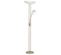 Eglo Lampadaire Modèle Baya avec Bras de Lecture, Hv 1 X R7S 230 W 1 X G9 33 W Projecteur avec Ampoule, Hauteur 180 cm Diamètre 44 cm Socle Ø 28 cm, Acier Inoxydable Poli/Verre Blanc Satiné 85974