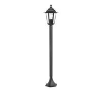 Eglo Lampadaire parisien Laterna 4, luminaire extérieur sur pied, lanterne, lampe de jardin et de chemin en fonte d’aluminium noir et verre, douille E27, IP44