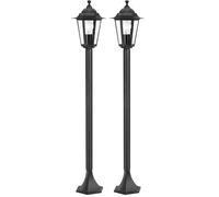 Eglo Lampadaire parisien Laterna 4, luminaire extérieur sur pied, lanterne, lampe de jardin et de chemin en fonte d’aluminium noir et verre, douille E27, IP44 (Lot de 2)