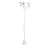 Eglo Lampadaire Parisien Laterna 5 À 3 Têtes, Luminaire Extérieur Sur Pied, Lanterne, Lampe De Jardin Et De Chemin En Fonte D’aluminium Blanc Et Verre, Douille E27, IP44