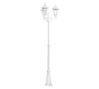 Eglo Lampadaire parisien Navedo à 3 têtes, luminaire extérieur sur pied, lanterne, lampe de jardin et de chemin en fonte d’aluminium blanc et verre, douille E27, h 220 cm, IP44