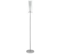 Eglo Lampadaire Pinto, lampe à poser en acier aspect chromé, verre opale mat, blanc, luminaire salon avec interrupteur à pied, douille E27