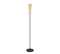 Eglo Lampadaire Pinto Gold - 1 Ampoule - Lampe Sur Pied en Acier - Couleur : Noir et Or - Verre Transparent et Doré - Culot : E27 - avec Interrupteur