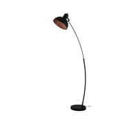 Eglo Lampadaire salon Jaafra, lampe de lecture sur pied, luminaire intérieur courbé avec abat-jour, métal noir et cuivre, douille E27