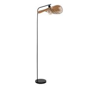 Eglo Lampadaire Siruela, lampe de salon bohème sur pied, luminaire style japonais, métal et papier certifié FSC, noir et brun, douille E27, H 160 cm