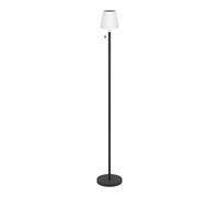 Eglo Lampadaire solaire Montapalma-L, lampe sur pied extérieure sans fil, luminaire avec interrupteur à tirette, intensité variable, acier noir et plastique blanc, blanc chaud-froid, RGB, IP54