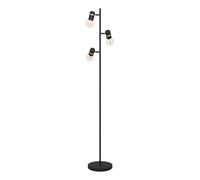 Eglo Lampadaire sur pied Lurone, luminaire de sol avec 3 spots orientables, lampe de salon à pied en métal noir et laiton, douille E27