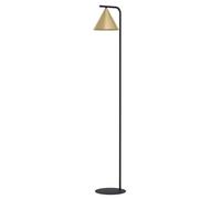 Eglo Lampadaire sur pied Narices, luminaire minimaliste en laiton brossé, lampe de salon dorée et noire avec interrupteur à pied, douille E27