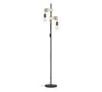 Eglo Lampadaire TOWNSHEND, lampe de sol à 2 flammes au design industriel, lampe sur pied en acier et en bois, noir, marron, douille E27, certifié FSC, interrupteur inclus