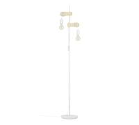 Eglo Lampadaire Townshend, luminaire sur pied à deux lampes de style vintage industriel, lampe sur pied rétro en acier et bois, couleurs blanc et marron, certifié FSC, douille E27, avec interrupteur