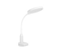 Eglo Lampe de bureau LED à pince Lauro, luminaire tactile sans fil, intensité variable, plastique blanc, blanc chaud - froid