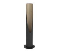 Eglo Lampe de chevet Barbotto, lampe de table avec lumière indirecte, luminaire de salon, métal noir et bois chêne, éclairage avec ampoule GU10, 40 cm, blanc chaud, certifié FSC