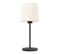 Eglo Lampe de chevet Febres, lampe de table avec abat-jour textile, déco salon et chambre à coucher, luminaire à poser en métal noir et tissu bouclette blanc, douille E27