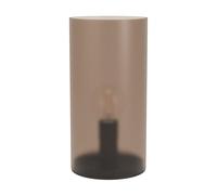 Eglo Lampe de chevet Geo, lampe de table élégante, déco salon et chambre à coucher, luminaire à poser cylindrique, verre et plastique de couleur sable, douille E14, Ø 10 cm