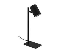Eglo Lampe de chevet LED Ceppino, lampe de table minimaliste, lampe de bureau et de lecture en métal noir, luminaire avec interrupteur, douille GU10