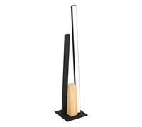 Eglo Lampe de chevet LED Panagria, lampe de table minimaliste à poser, FSC100HB, luminaire décoratif pour salon et chambre, aluminium, acier et bois en noir et marron, blanc chaud