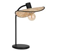 Eglo Lampe de chevet Marywell, lampe de table en osier de style japonais, déco salon et chambre à coucher, luminaire à poser en métal noir et bambou naturel, douille E27, H 46,5 cm