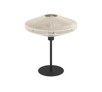 Eglo Lampe de chevet Midsumer, luminaire pour table style japonais, déco chambre, nuit japonaise, métal noir et textile crème, douille E27, Ø 38 cm