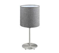 Eglo Lampe de chevet Pasteri, lampe à poser décorative, lampe de table en | métal nickel mat et tissu gris, luminaire pour salon et chambre à coucher, douille E27