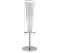 Eglo Lampe de chevet Pinto, lampe de table à poser en acier chromé, verre | opale mat, blanc, luminaire avec interrupteur, douille E27