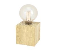EGLO Lampe de chevet Prestwick 2, lampe à poser décorative, lampe de table cube en bois naturel, FSC100HB, luminaire pour salon et chambre à coucher, douille E27
