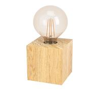 EGLO Lampe de chevet Prestwick 2, lampe à poser décorative, lampe de table cube en bois naturel, FSC100HB, luminaire pour salon et chambre à coucher, douille E27