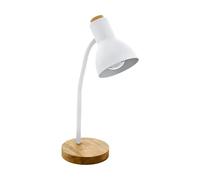 Eglo Lampe de chevet Veradal, lampe de table au style scandinave pour bureau, luminaire design en métal, plastique blanc et bois avec interrupteur, E27