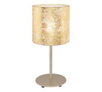 Eglo Lampe de chevet Viserbella, lampe de table à poser vintage, luminaire de salon en acier et textile couleur champagne, doré, avec interrupteur, douille E27