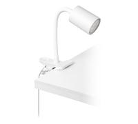 Eglo Lampe de lecture LED à pince Portella, luminaire à clipser, éclairage bureau chambre en métal blanc, avec ampoule GU10, blanc chaud