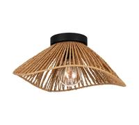 EGLO Lampe de plafond Lavister, plafonnier de style japonais, éclairage de salon en métal noir et papier enroulé naturel, certifiée FSC, douille E27, Ø 39 cm