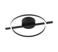 Eglo Lampe de plafond LED Amandolo, plafonnier rond à intensité variable avec télécommande, luminaire géométrique en métal noir, blanc chaud froid, rétro-éclairage RGB