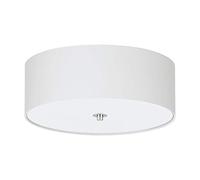 Plafonnier en textile PASTERI 3 ampoules nickel satiné abat jour blanc